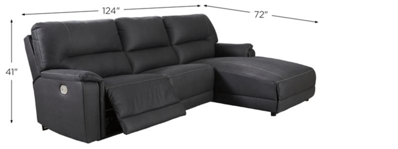 Henefer 3-Piece Power Reclining Sectional with Chaise Dimensions