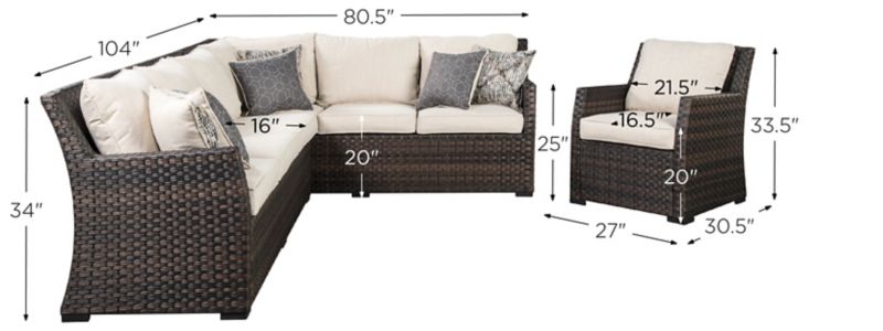 Easy Isle 3 pc.Outdoor Sectional Sofa with Lounge Chair Raymour