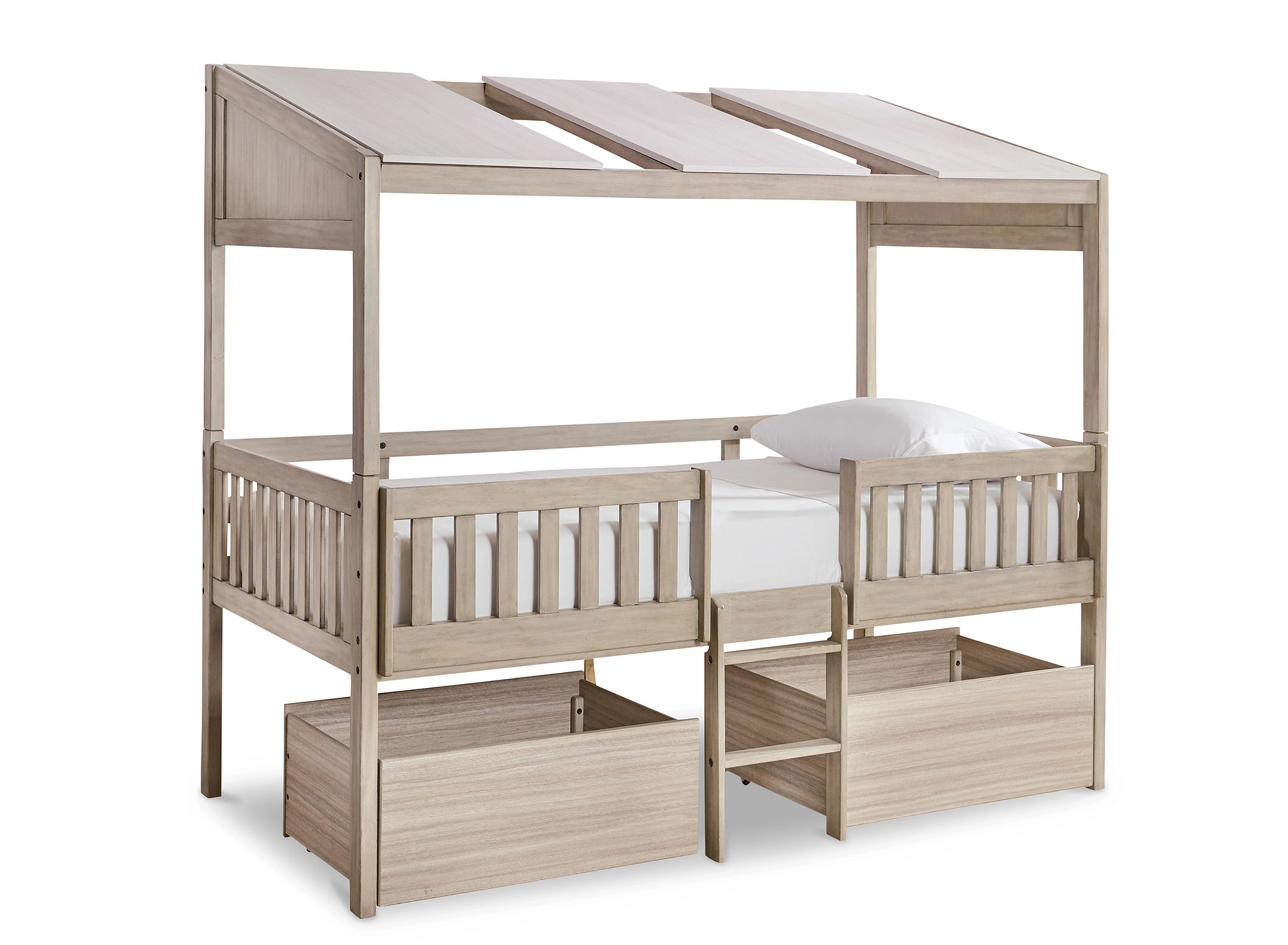 Wrenalyn Twin Loft Bed with Under Bed Bin Storage Raymour & Flanigan