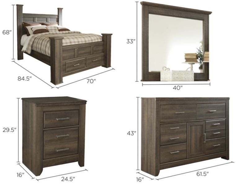 Juararo 4-pc. Bedroom Set with Storage Bed Dimensions