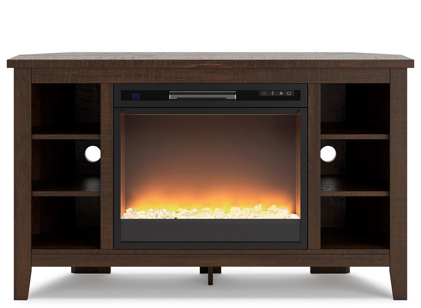 Raymour and flanigan tv deals stand with fireplace