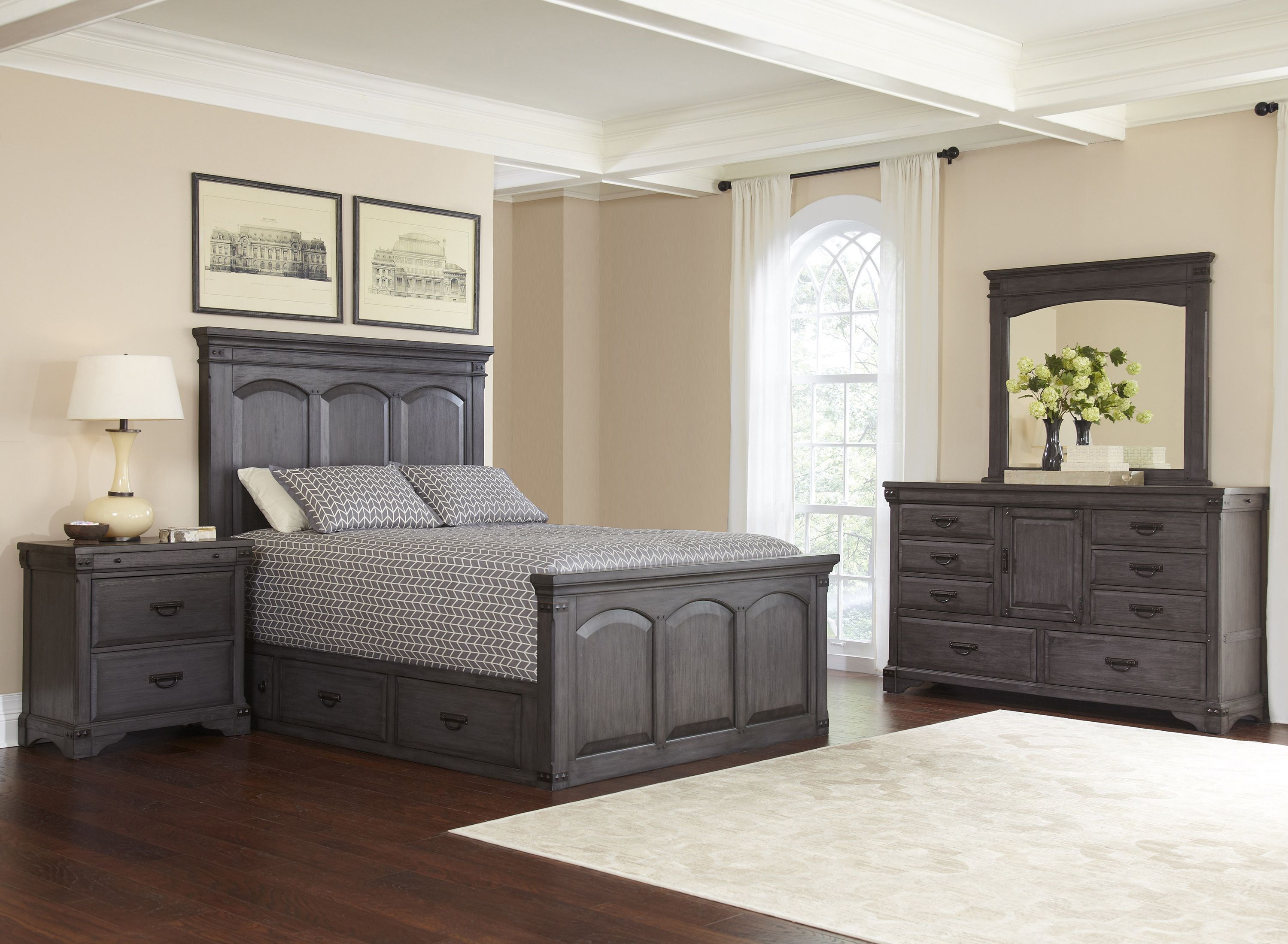 Larchmont 4-pc. King Storage Bedroom Set - Brushed Antique ...