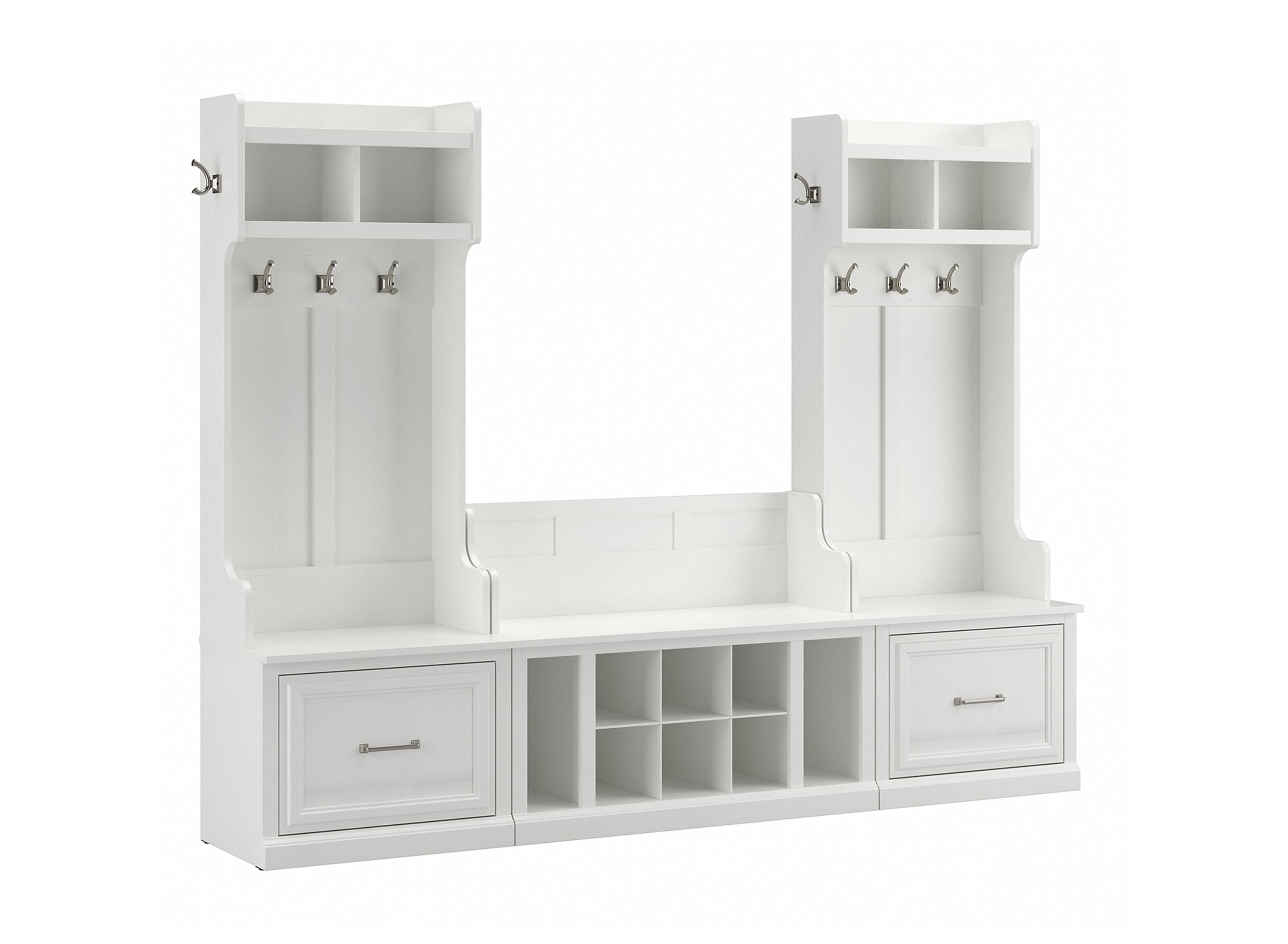 Woodland Hall Entryway Storage Set with Hall Trees and Drawer Shoe