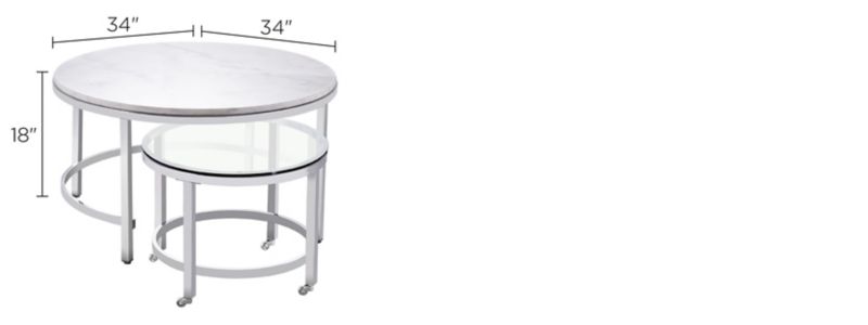 Jadyn Round Nesting Cocktail Table Set Dimensions