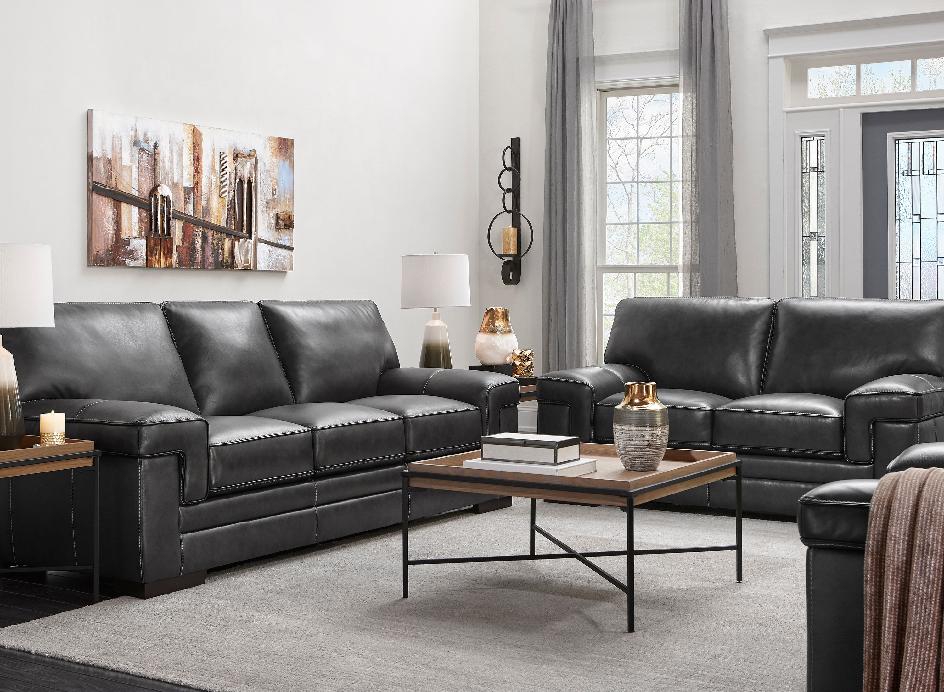 Colton 2 Pc Leather Sofa And Loveseat