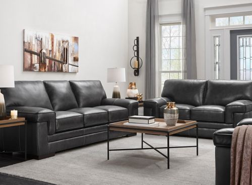 Raymour and flanigan store leather loveseats