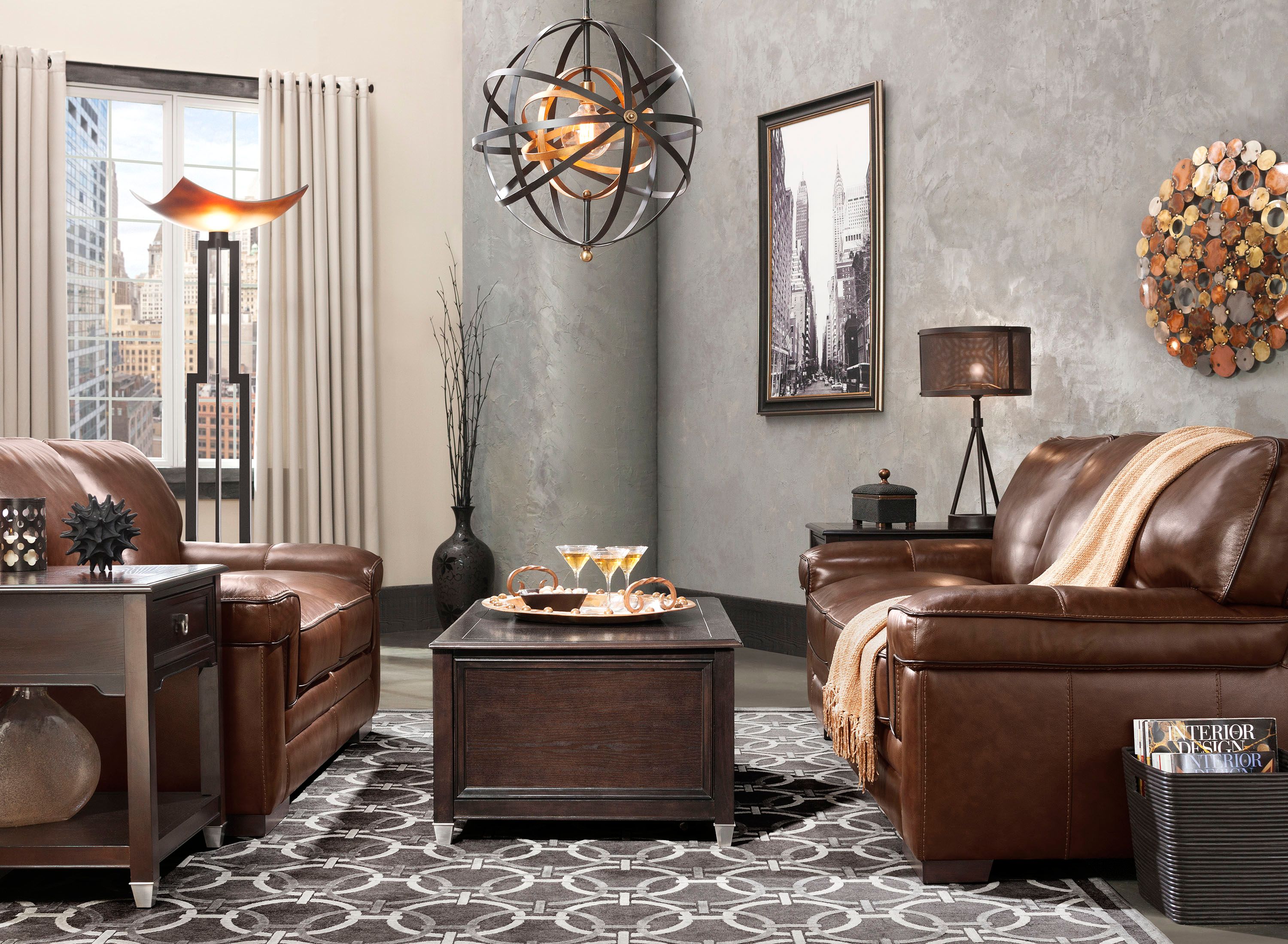 Raymour and flanigan leather on sale living room sets