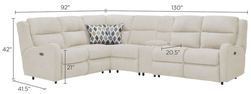Lagamo 5-pc. Sectional Sofa Dimensions