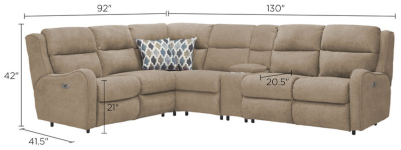 Lagamo 5-pc. Sectional Sofa Dimensions