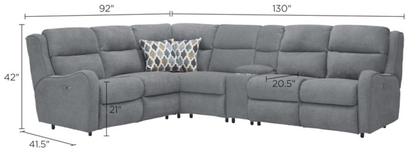 Lagamo 5-pc. Sectional Sofa Dimensions