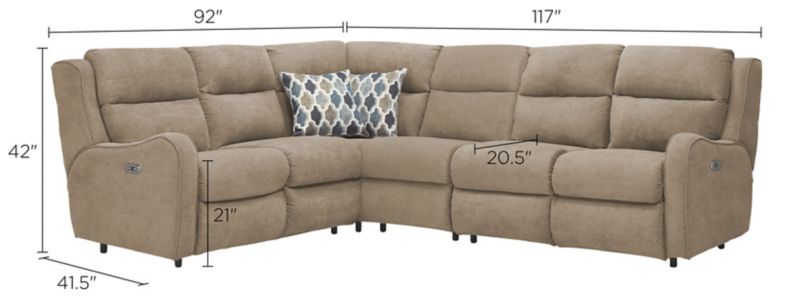 Lagamo 4-pc. Sectional Sofa Dimensions