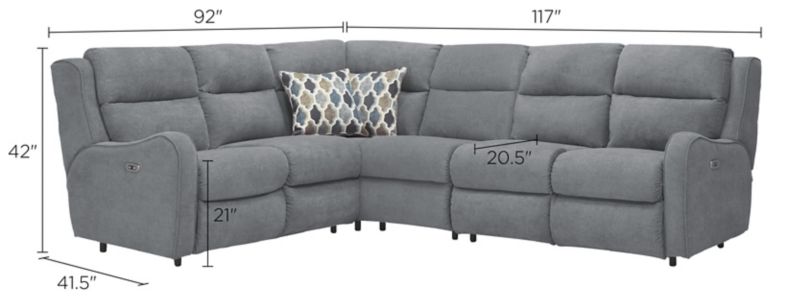 Lagamo 4-pc. Sectional Sofa Dimensions