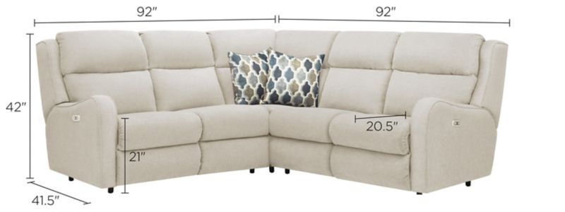 Lagamo 3-pc. Sectional Sofa Dimensions