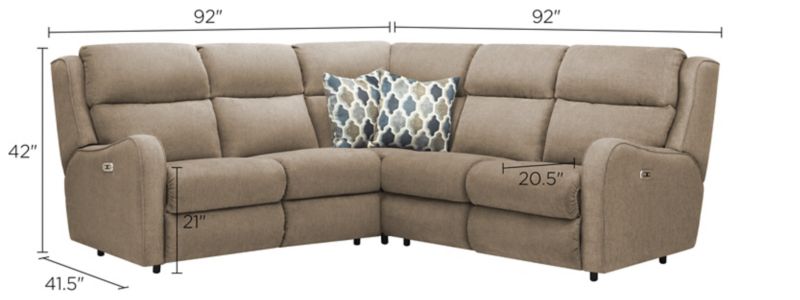 Lagamo 3-pc. Sectional Sofa Dimensions