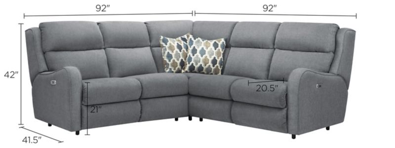 Lagamo 3-pc. Sectional Sofa Dimensions