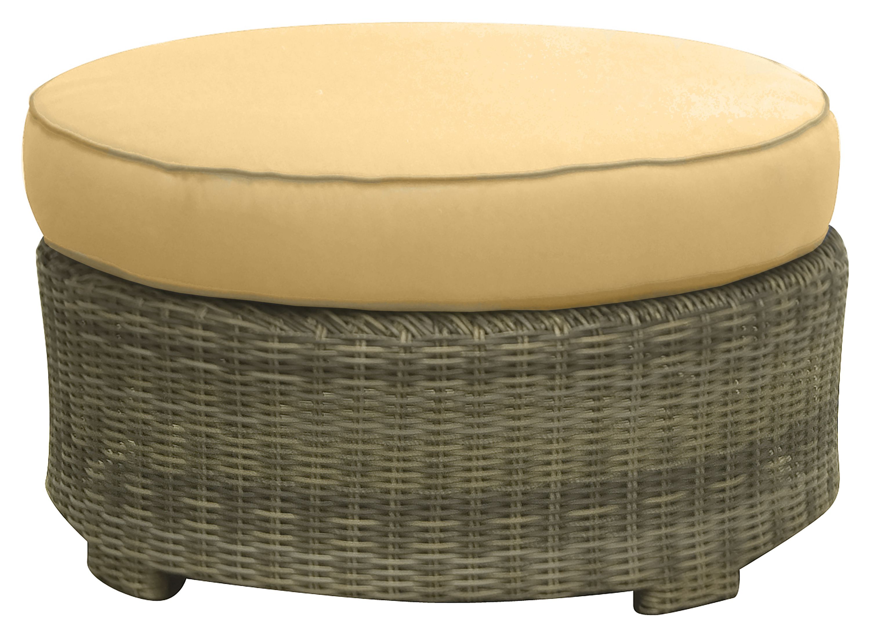Bainbridge Outdoor Large Round Ottoman - Sesame | Raymour & Flanigan