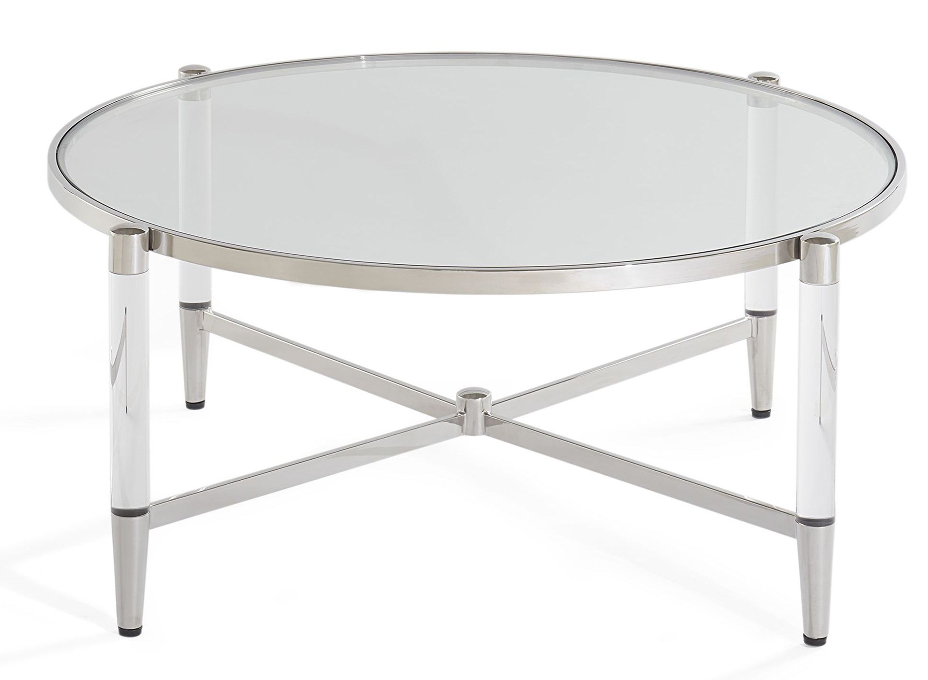 Mariyln Glass Top and Steel Base Round Coffee Table Raymour & Flanigan