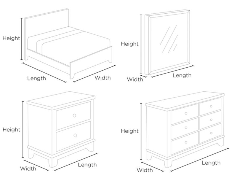 Edina 4-pc. Bedroom Set Dimensions