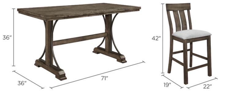 Quincy 7-pc. Counter-Height Dining Set Dimensions