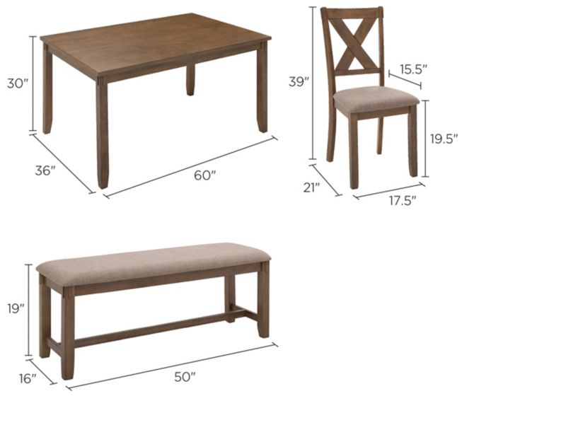 Cortez 6-pc. Dining Set Dimensions
