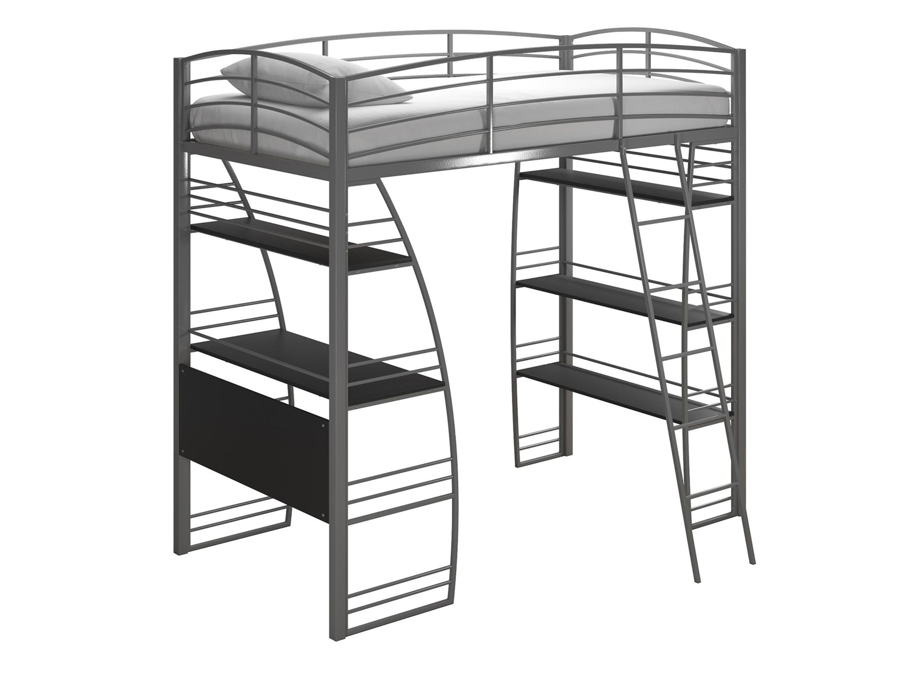 Studio Loft Bed with Desk & Shelves Raymour & Flanigan