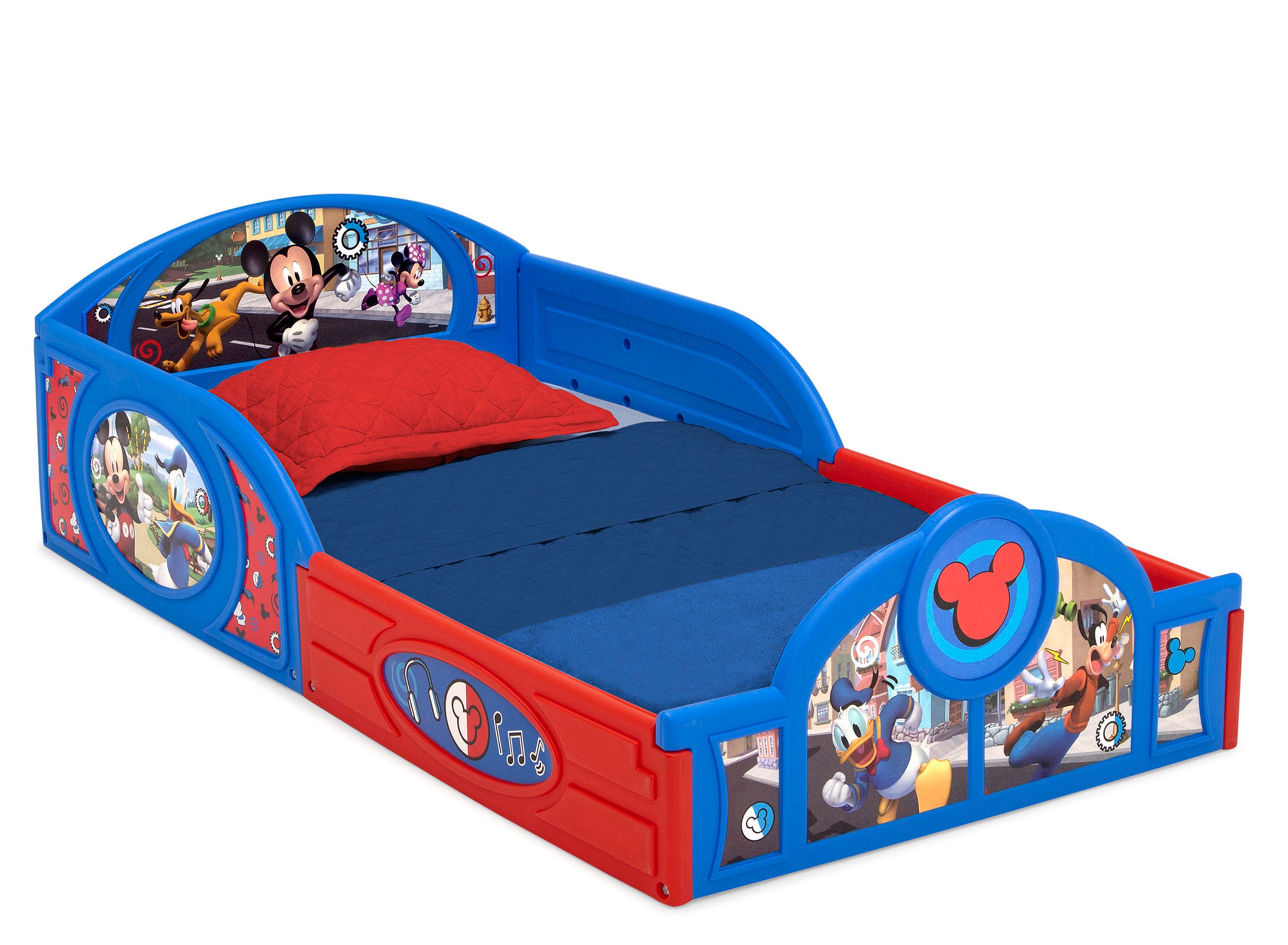 Disney Mickey Mouse Sleep and Play Toddler Bed with Attached Guardrails
