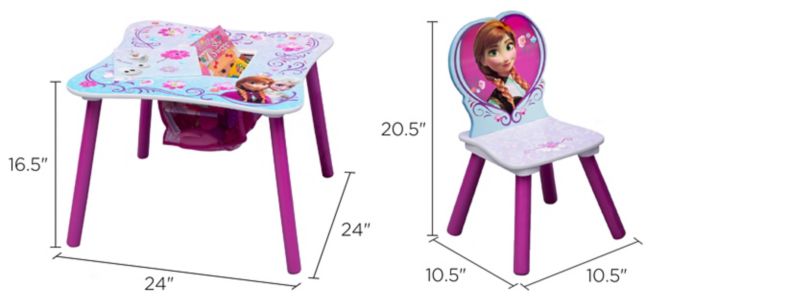 Disney Frozen Table and Chair Set by Delta Children Dimensions