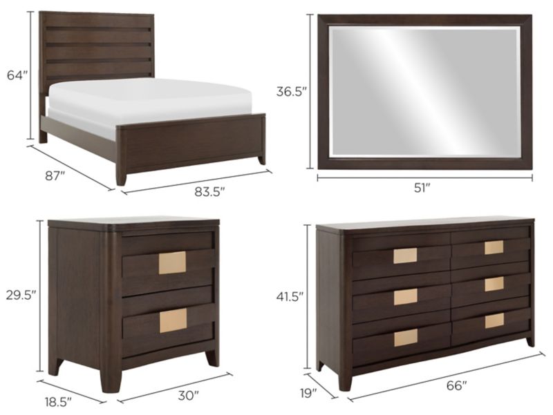 Sayani 4-pc. Bedroom Set Dimensions
