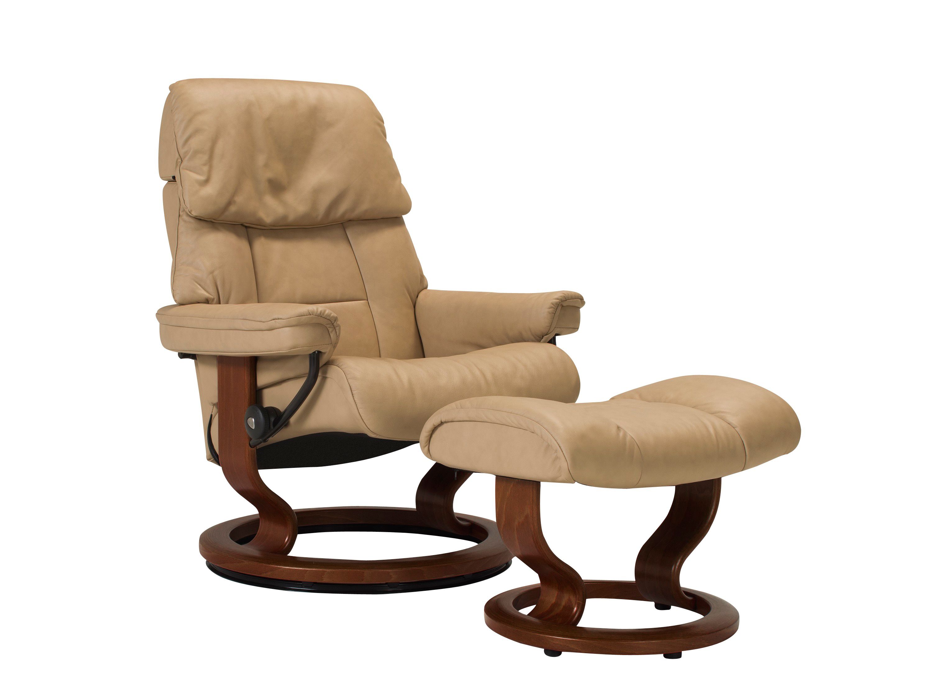 Stressless Ruby Medium Leather Reclining Chair and Ottoman