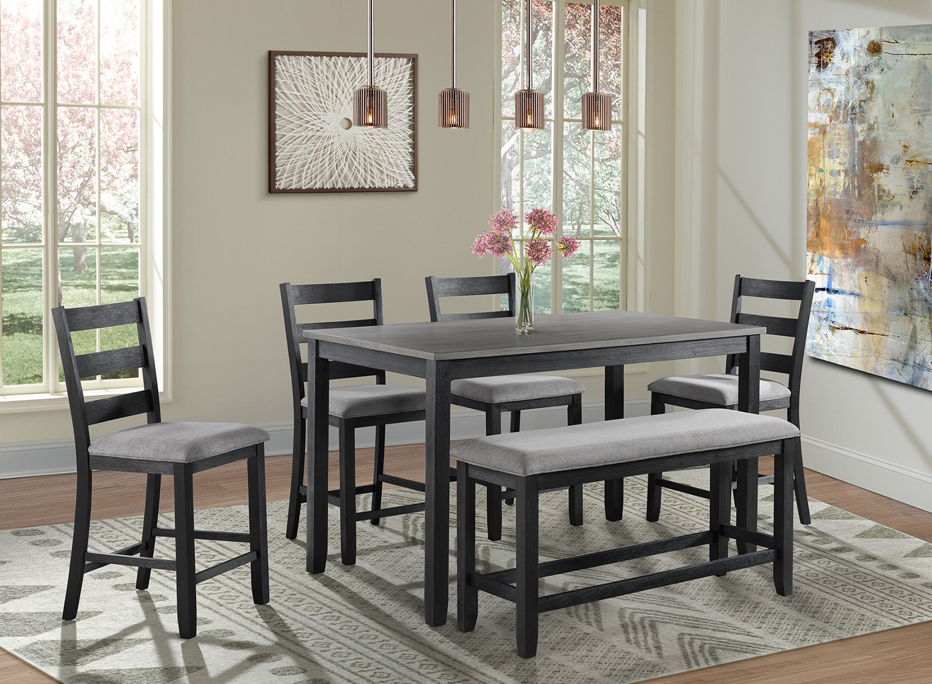 Glenwood 6pc. Counter Height Dining Set w/ Bench Raymour & Flanigan