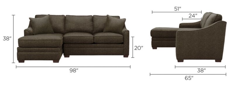 Hazelton 2-pc. Sectional Sofa Dimensions