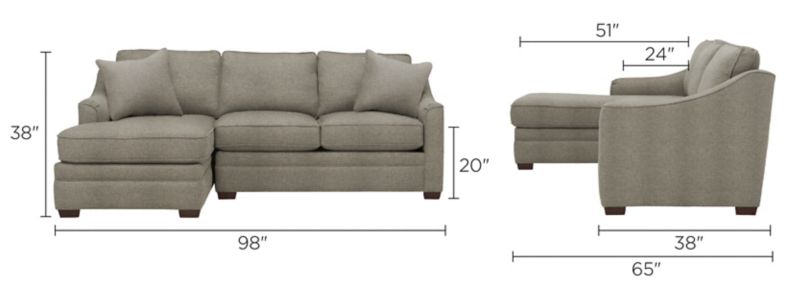 Hazelton 2-pc. Sectional Sofa Dimensions
