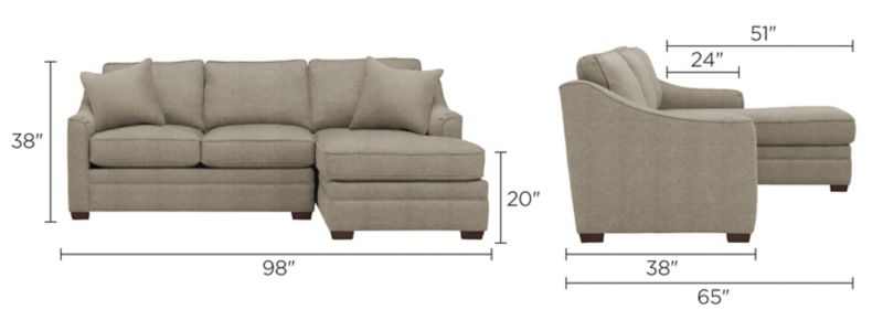 Hazelton 2-pc. Sectional Sofa Dimensions