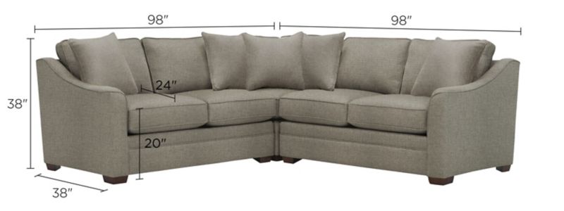 Hazelton 3-pc. Sectional Sofa Dimensions