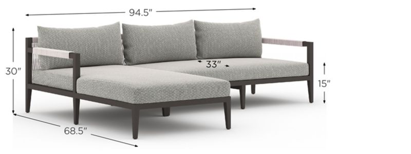 Sherwood 2-pc. Left Arm Facing Outdoor Sectional Sofa with Chaise Dimensions
