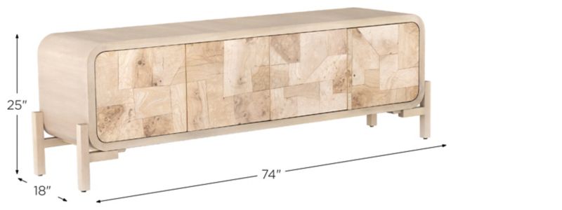 Wesson 74" TV Console Dimensions