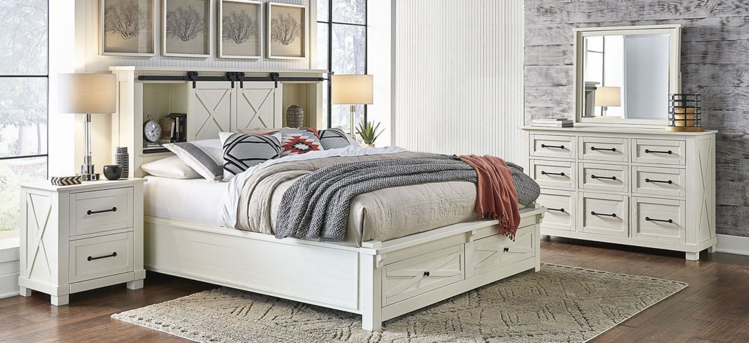 SUVWT5131-4PCSET Sun Valley 4-pc. Bedroom Set w/ Storage Bed sku SUVWT5131-4PCSET