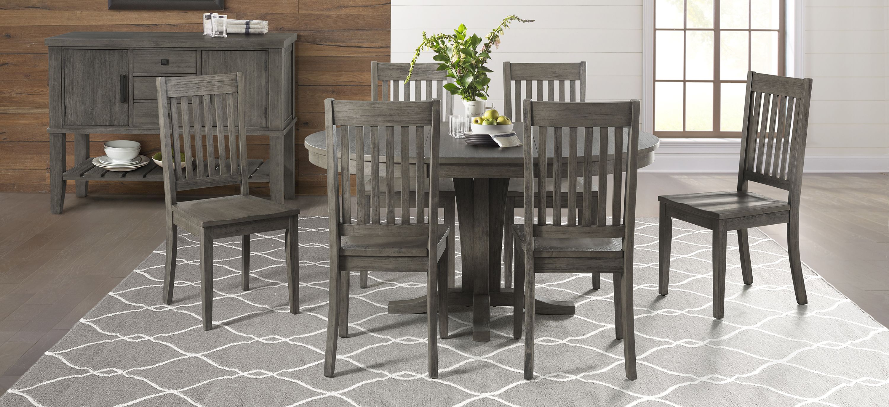 Huron 7-pc. Round Slatback Dining Set