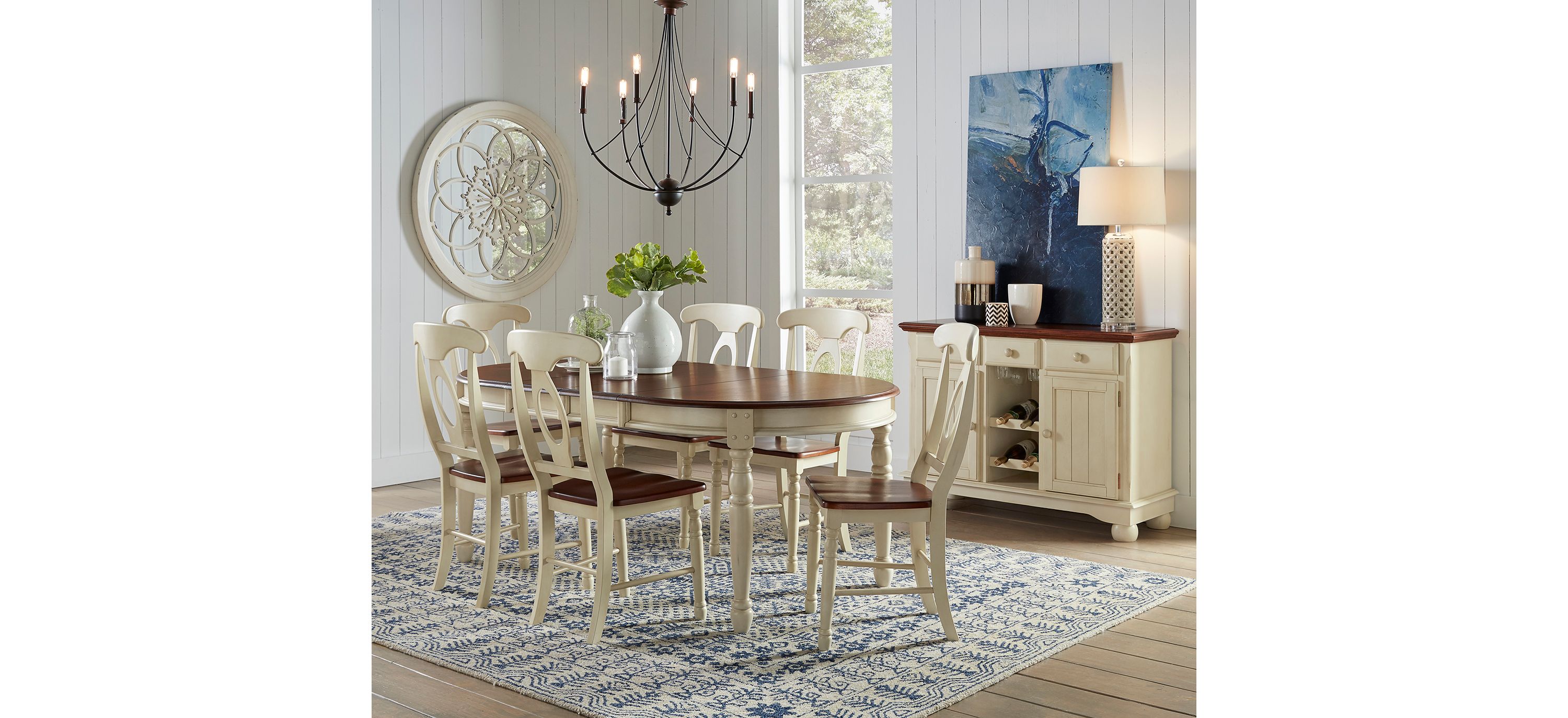 British Isles 7-pc. Oval Napoleon Dining Set with Leaves