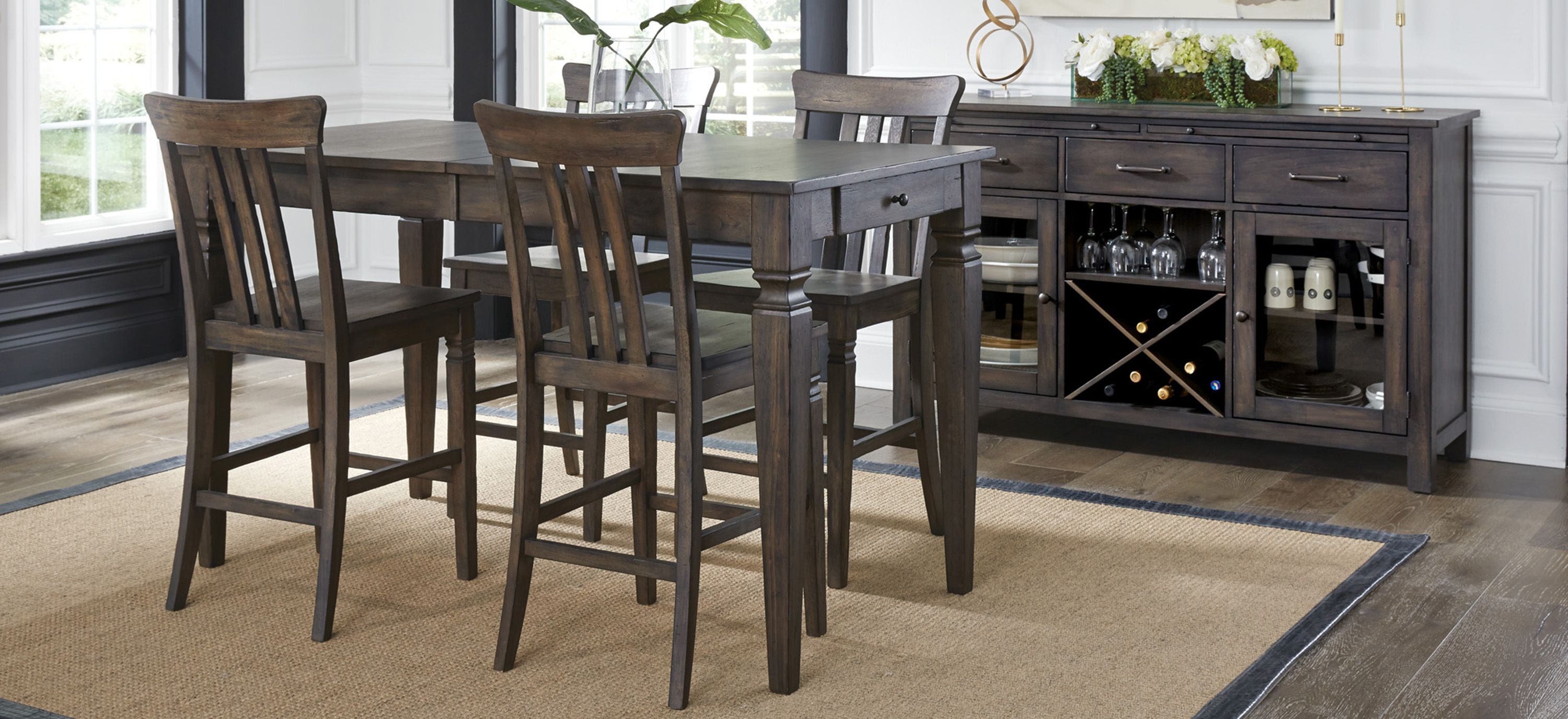 Kingston 5-pc. Rectangular Counter-Height Dining Set with Butterfly Leaf