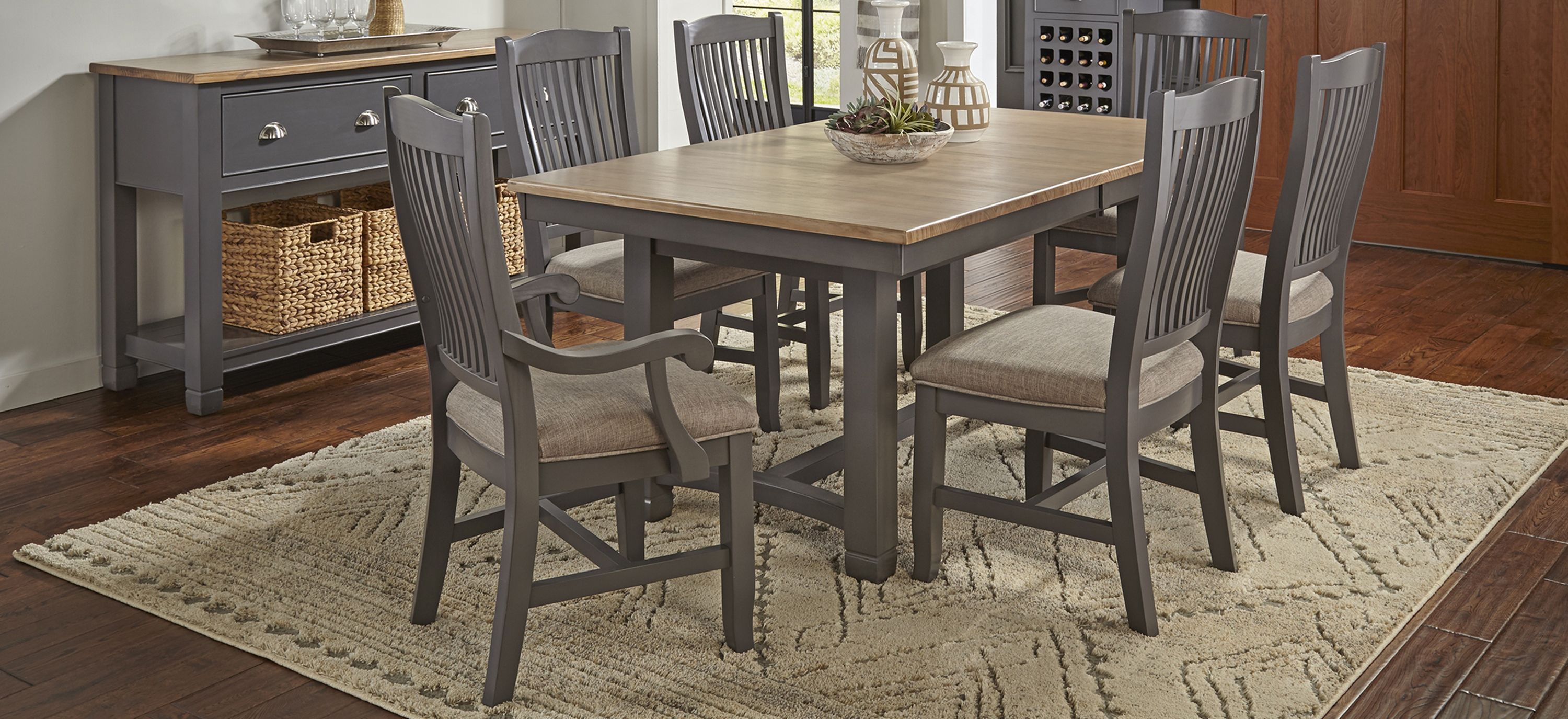 Port Townsend 7-pc. Rectangular Trestle Upholstered Dining Set