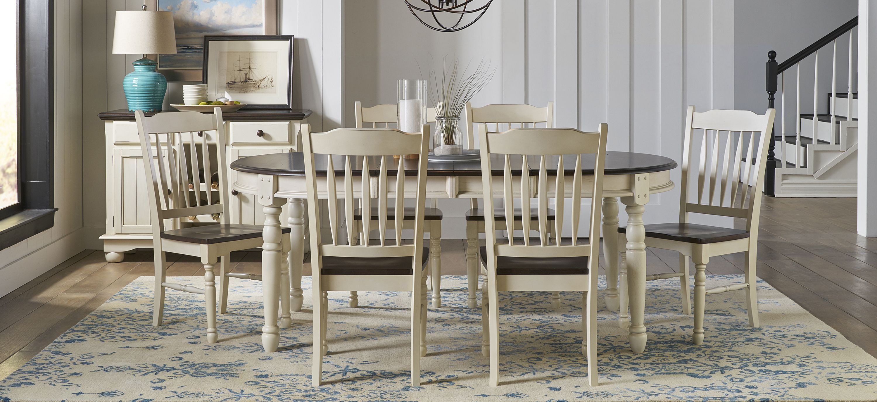 British Isles 7-pc. Double Leaf Slatback Dining Set