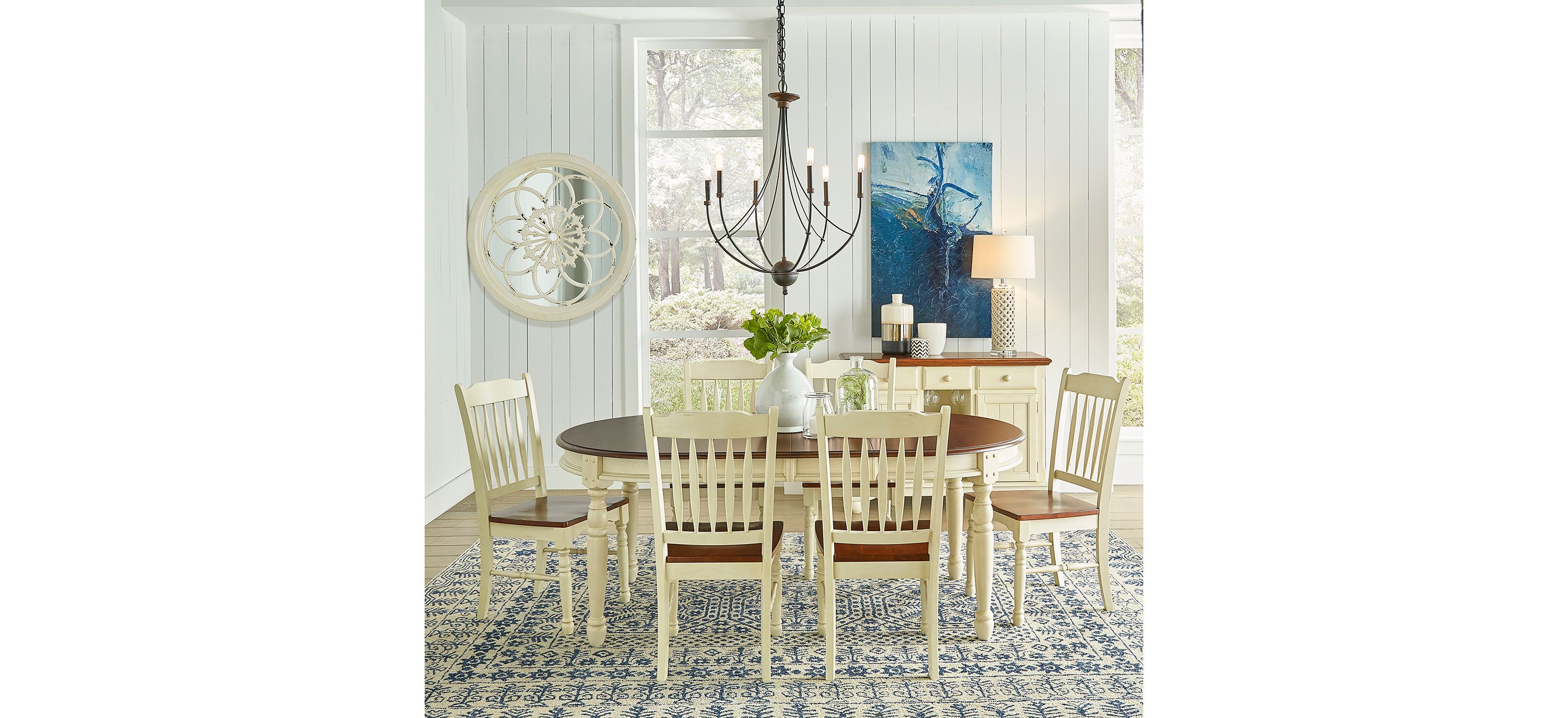 British Isles 7-pc. Oval Slatback Dining Set with Leaves