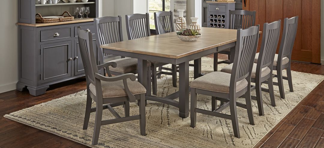 Port Townsend 9-pc. Rectangular Trestle Upholstered Dining Set