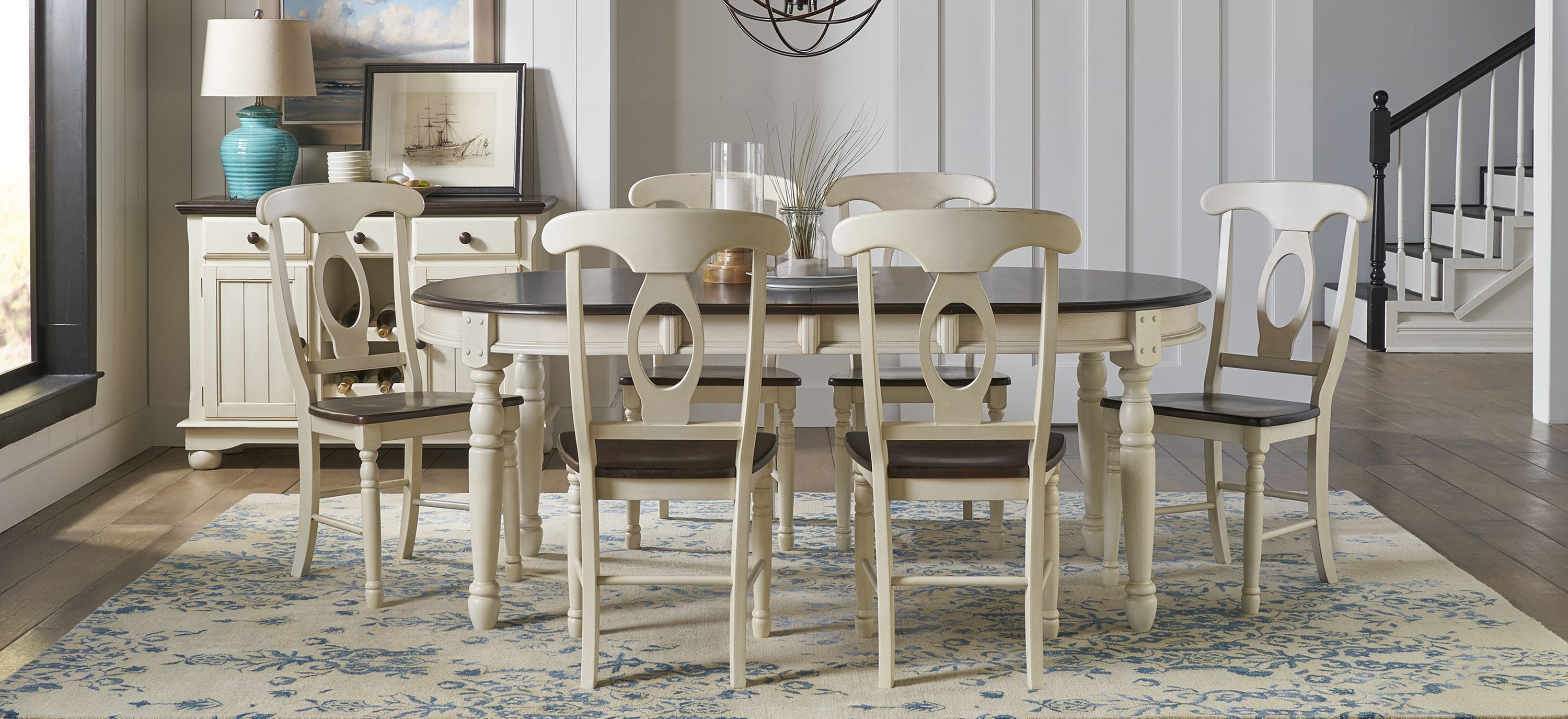 British Isles 7-pc. Double Leaf Napoleon Dining Set