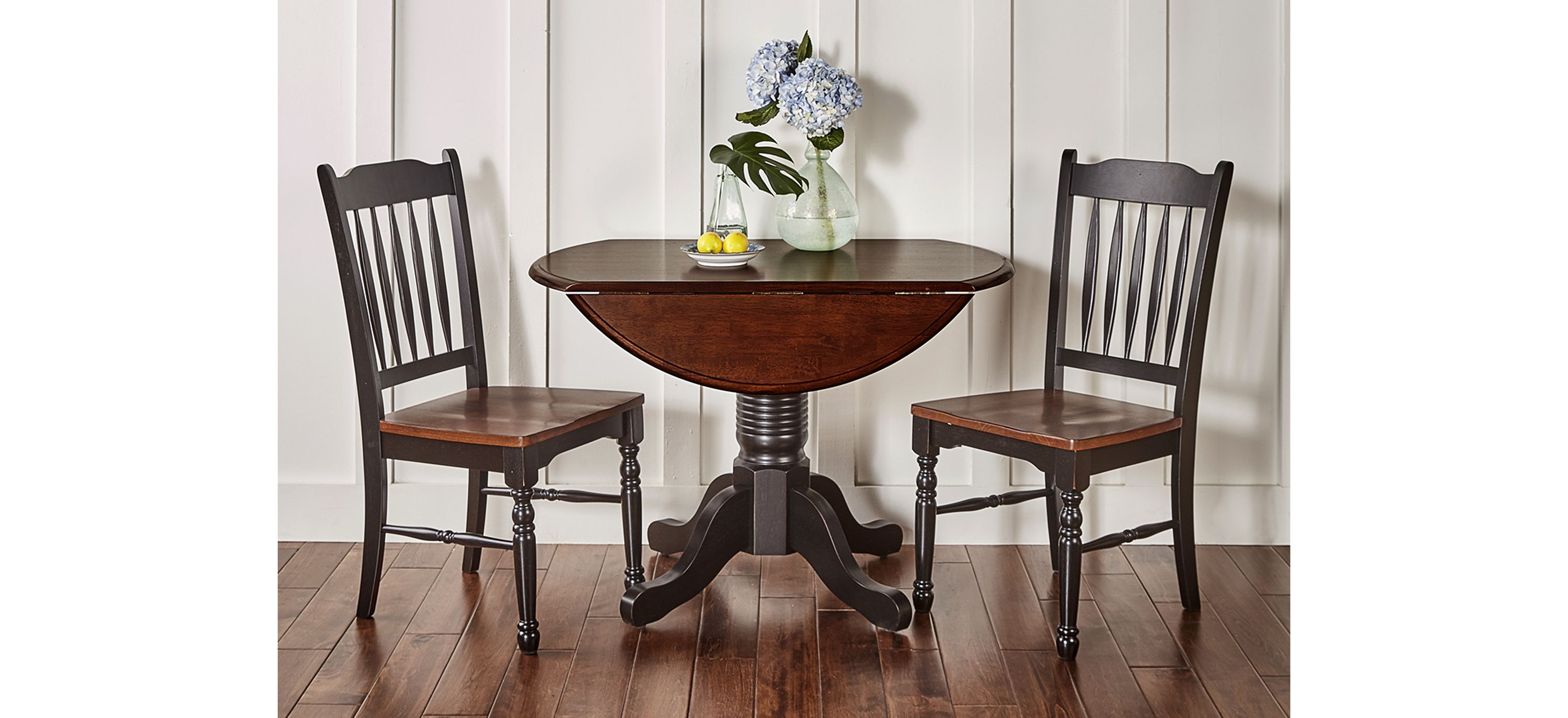 British Isles 3-pc. Round Slatback Dining Set with Drop-Leaves