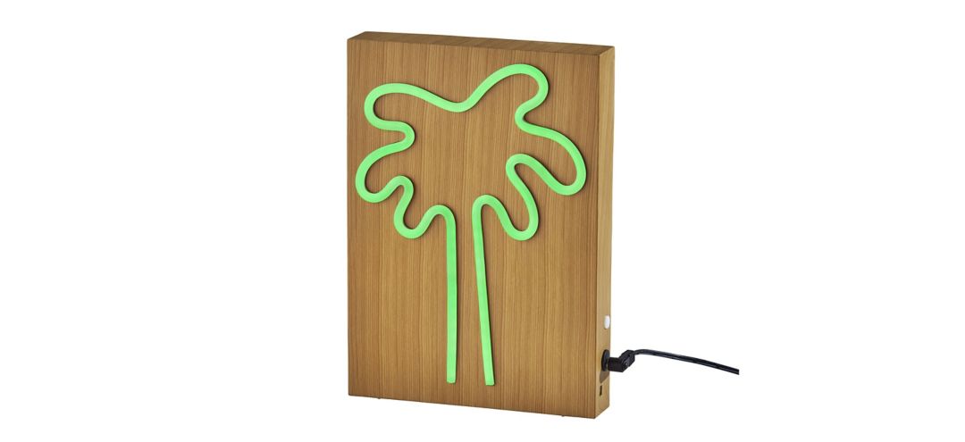 110023720 Wood Framed Neon Palm Tree Table/Wall Lamp sku 110023720
