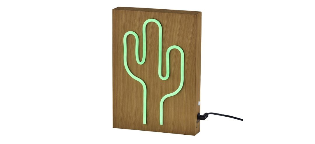 110023721 Wood Framed Neon Cactus Table/Wall Lamp sku 110023721