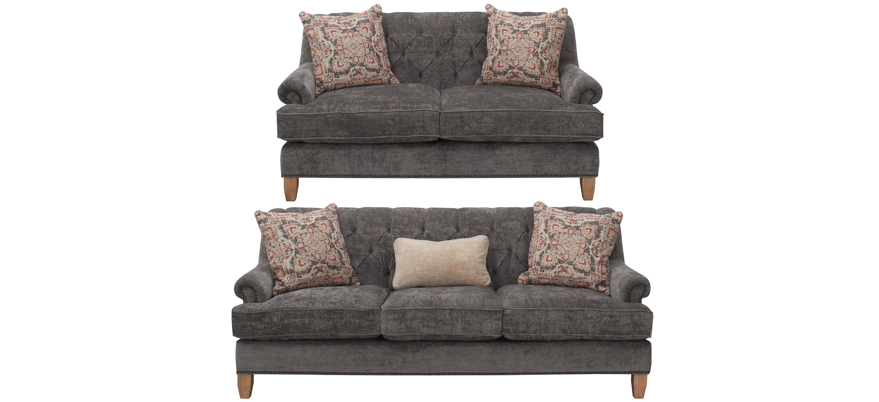 Messana Chenille Velvet Sofa and Loveseat Set