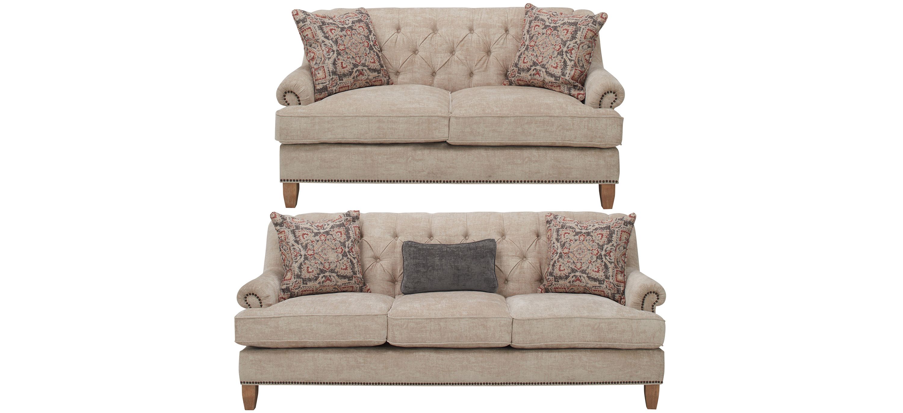 Messana Chenille Velvet Sofa and Loveseat Set